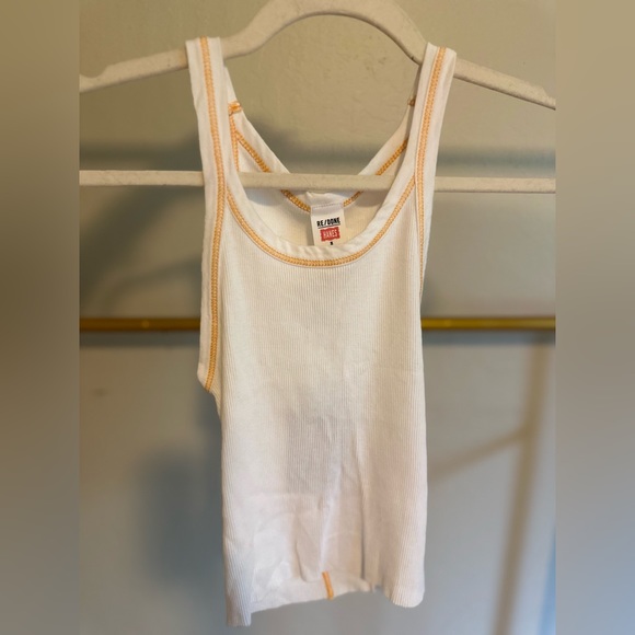 RE/DONE x Hanes Cropped Ribbed Tank white with clementine stitch Size Small - Picture 5 of 9